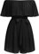 FYMNSI Damen Off Shoulder Jumpsuit Schulterfreier Chiffon Jumpsuit Kurz Playsuit Overall mit G�rtel R�schen Plissee Elegant Mini Playsuit Boho Strand Rompers Bodysuit Strampler Partykleid Schwarz M