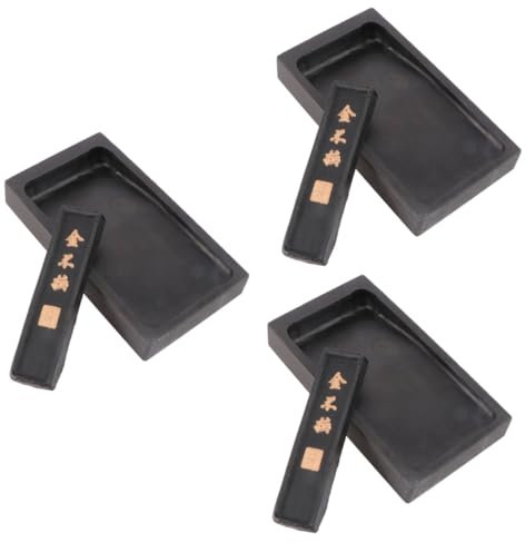 SEWACC 3sätze Kalligraphie Inkslab Rechteckiger Tintenstein Mit Tusche Geeignet Für Schreiben Und Malen Robustes Design Glatte Oberfläche Leicht Und Tragbar Für Unterwegs