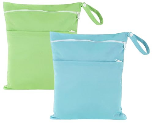 Wetbag Kindergarten - 2 Stück wasserdichte Nasstasche Wickeltasche, Große Wetbag Wiederverwendbare Stoffwindel Tasche, Cartoon-Druck Wet Dry Bag mit Reißverschluss für Baby, Reisen und Unterwegs