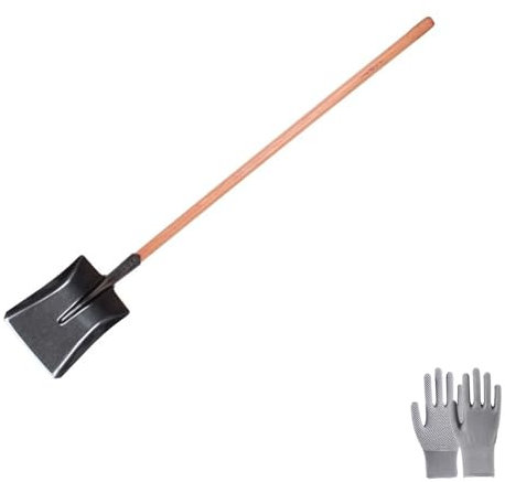 JOCHEN Große Schneeschaufel mit leichtem Stahlgriff, perfekt für den Winter, Schnee- und Getreideschaufel, geeignet für Camping, Gartenarbeit, Baustellen (D)