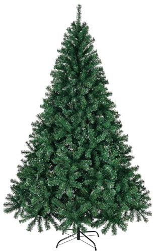 LALAHO künstlicher Weihnachtsbaum 120/150/180/210cm PVC Material Thickened Branches Foldable mit robuster Sockel (Grün, 180cm)