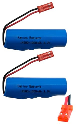 efaso 14500 Akku 3,7V 1000mAh & USV-Ladekabel JST Stecker kompatibel mit RC Auto, RC Flugzeug, RC Panzer, RC Fahrzeuge und viele weitere Modelle (2X RC Akku 3,7V 1000mAh JST Stecker)