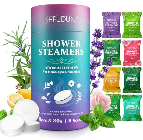 Shower Steamer Aromatherapy, 8 Pack Bath Bombs with Essential Oils for Relaxation, Shower Steamers for Women Lady, Pamper Self-Care, Mother Day's Gifts