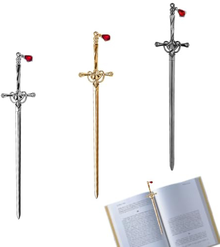 3PCS Sword Katana Bookmark, Vintage Metal Pendant Bookmarks | Funny Personalised Bookmarks Gift, for Book Lovers Presents, Man Women Girls Gifts