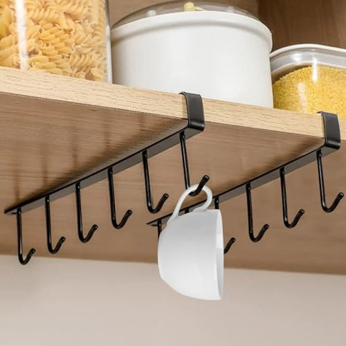 Mokaskaidj 2 Pezzi Porta Tazzine da Caffè, Tazze Ganci Sotto Armadietto, Appendi Tazze Sottomensola, Multifunzione Porta Tazze da Appendere per da Caffè e Utensili da Cucina