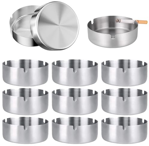 Rund Edelstahl Aschenbecher, 12 Stücke 10cm Aschenbecher,Für Zuhause, Büro, Restaurant, Bar Verwendet Werden