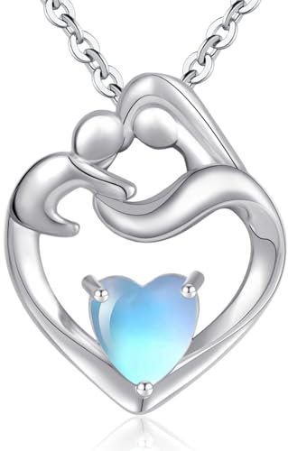 Cosie Lily Cadeau Noel Maman, Collier Femme Argent 925 Bijoux, Pendentif Cœur Opale Élégant, Cadeau Noël Original pour Maman Amie Copine