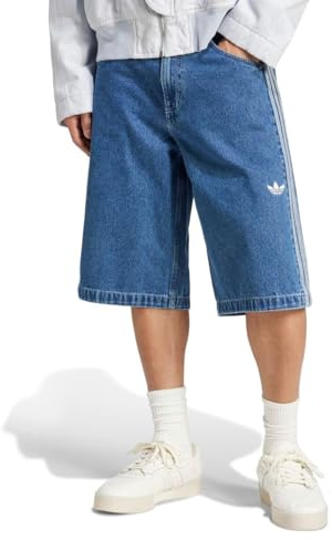 Adicolor Denim Firebird Shorts in Medium Blue by adidas Originals