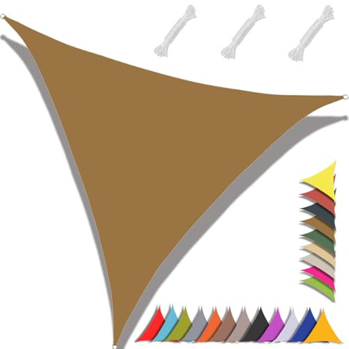 MAJINGC Toldo Vela De Sombra Triangular 6x6x6m Impermeable Toldo Protección Rayos 98% UV,Adecuado para Jardín, Terraza, Exterior, Cenador Amarillo Arena