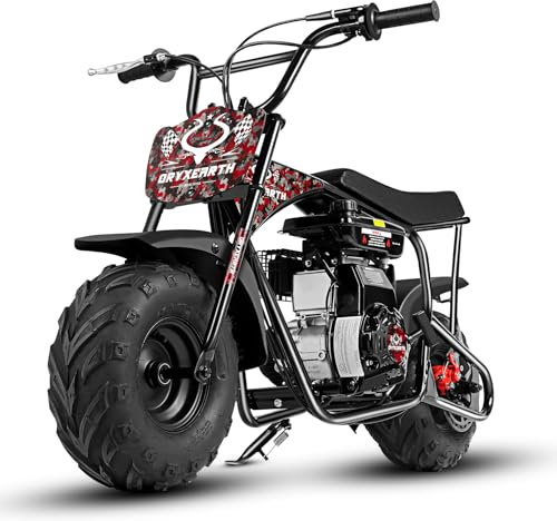 Oryxearth 105CC 4-Takt Dirt Bike Pocket Bike, Kinder Crossbike Benzin, Breitreifen Offroad Rad, Kinder DirtBike, Motocross Motorrad, DIY-Aufkleber Mini Motorrad ab 13 Jahre (Rot)