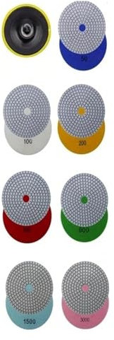 ainih 8pcs Polishing Pad Set, 4 100mm, Wet and Dry Use, for Granite, Concrete, Marble, Sanding Disc Set