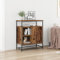 Pangshiyuan Rustikaler Sideboard aus Holz mit 3 Fächern, MDF & Stahl, Vintage Design, Viel Stauraum, Esszimmer & Wohnzimmer, Braun, 69x35x80 cm