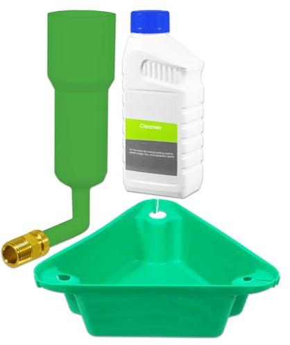 SPARES2GO Central Heating Cleanser Concentrate Liquid (500ml Bottle) + Radiator Dosing Funnel Tool + Draining Tub