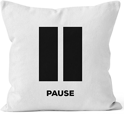 MoonWorks Kissenbezug Pause Kissen-Hülle Deko-Kissen 40x40 Baumwolle Weiss Unisize