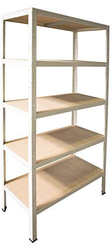 Shelf Creations BASIC Schwerlastregal 200x75x45cm weiß 5 Böden Steckregal Kellerregal Lagerregal Werkstattregal Archivregal Haushaltsregal Ordnerregal Metallregal Garagenregal Fachbodenregal
