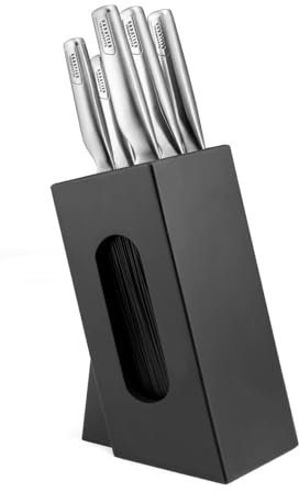Sabatier Trompette Asean - Bloc spaghetti bois noir avec 5 couteaux de cuisine