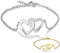Personnalisé argent Charme Bracelets pour Femme Les filles L'amour Infini Double Cœur Ajustable Chaîne 21 30 Anniversaire Les mères journée Cadeaux Gravé 2 Nom Inoxydable Acier