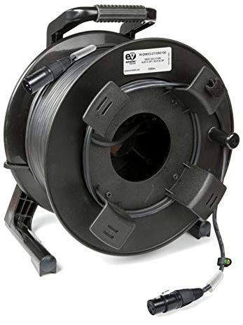 Emelec VíasCom R-DMX3-2110N/100 – 100m Cable Balanceado Digital DMX 110Ω OFC 2x0,22mm² montado en Portacables con XLR 3 pines – Color Negro – PVC Muy Flexible