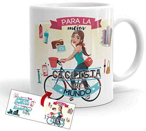 Kembilove Taza de Café para la Mejor Ciclista del Mundo – Taza de Desayuno para la Oficina – Taza de Café y Té para Profesionales – Tazas de Profesiones para Ciclistas