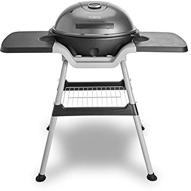 Tower T14039BLK Electric Indoor and Outdoor, Cerasure Non-Stick Coating and Thermometer, 2400 W, Aluminium, Black