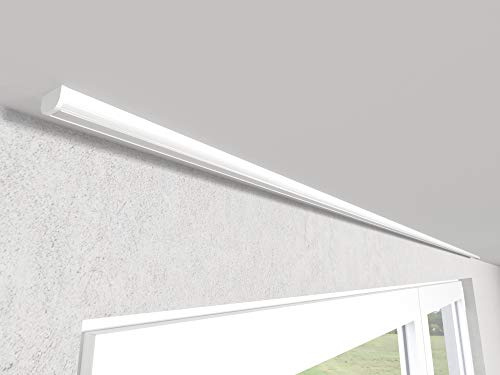Market-Alley Vorhangschiene Aluminium Weiß/Schwarz Gardinenschiene ; B 1-läufig ; 120cm-600cm. Für Kräuselband Gardinen oder Schiebevorhang (nur Weiß Gardinenschiene ; 160cm)