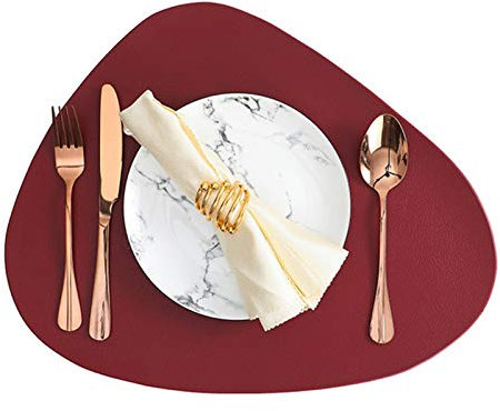 RAILONCH 6er Set Tischsets Abwaschbar, PU Leder Platzsets Lederoptik Wasserdicht 44x36cm Platzdecken für Hause Küche Restaurant (Rot,6 Stück)