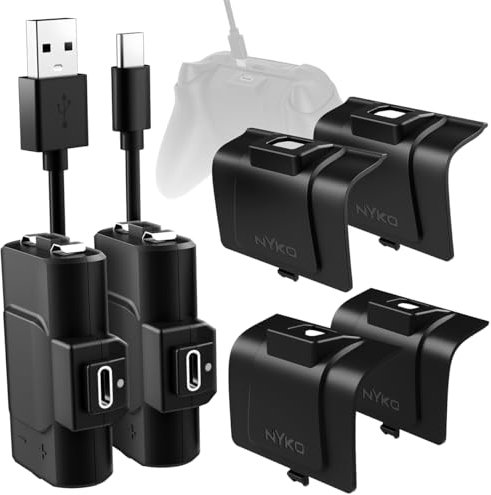 Nyko Power Kit Plus pour Xbox Series X et Xbox One – Double batterie – Comprend un câble de charge de 3 m – Également compatible avec Xbox One – Bénéficiez de 12 à 15 heures par charge – Xbox Series X