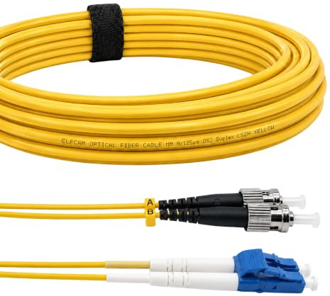 Elfcam® - ST/UPC to LC/UPC Single Mode Duplex OS2 Fibre Optic Cable (Optical Jumper) (1M)
