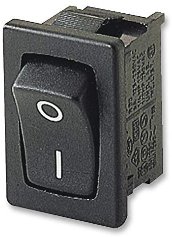 Interruptor, SPST, 10 A, 250 V CA, negro, I/0 | Interruptores basculantes, 1 unidad - 1801.2106-01