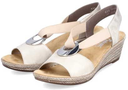 Rieker 624H6 Fanni Women's Wedge Sandals - Lightweight, Comfortable and Supportive - Slip On Sandals with Cushioned Insole and High Wedge for Everyday Stylish Wear Muschel 7-7.5 M US