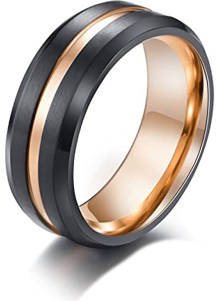 Stfery Wedding Rings, Men Rings Titanium Stainless Steel Groove Western Jewelry Decor Gifts for Couples Jewelry Accessories