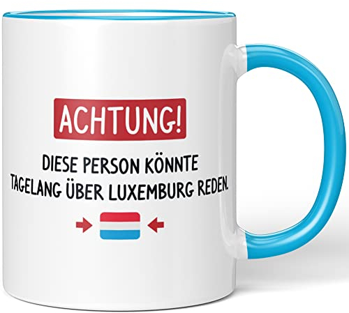 JUNIWORDS Tasse, Achtung! Diese Person könnte tagelang über Luxemburg reden, Blau (1006163)