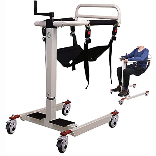 MOFOCO Wheelchair for Shower and Toilet, Wheelchair Lift Hoist for Lifting and Transferring Patients Height-Adjustable Flip-Up Footrests for Elderly Disabled
