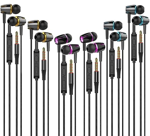 In-Ear-Kopfhörer, kabelgebunden, mit Mikrofon, geräuschisolierend, leistungsstarker, Schwerer Bass, kompatibel mit iPhone, iPod, iPad, MP3, Samsung und den meisten 3,5-mm-Klinkensteckern (schwarz), 6