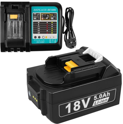 ASUNCELL 18V Battery and Charger Set for Makita - Compatible with All Makita 14.4V-18V Li-ion Battery (UK Plug)