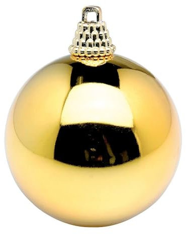 Deco Woerner Glänzende, goldene Weihnachtskugel aus Plastik, 20 cm Ø - per Stück