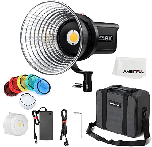 AMBITFUL Aurora EF100 100W 5600K COB LED Vidoe Light ,CRI 95+, TLCI 95+, Built-in 5-FX Effects Lux 35500(Standard Reflective) Support APP Control with Carry Bag for Still Life Photography, Portrait