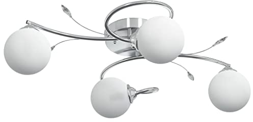 vidaXL Deckenleuchte mit Runden Glasschirmen Deckenlampe Hängelampe Hängeleuchte Pendelleuchte Lampe Leuchte Wohnzimmer für 4 G9 LED-Leuchtmittel