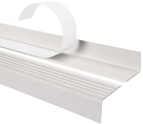Quest Treppenkantenprofil Selbstklebend 40x25mm – Antirutsch Treppenkantenschutz aus Kunststoff PVC – Weiß, 100cm