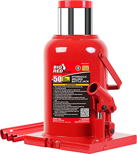 BIG RED Torin geschweißter hydraulischer Wagenheber für Autoreparatur und Hausaufzug, 50 Tonnen, rot, TAM95007
