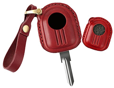 KUNIO Étui de clé de moto en cuir pour Peugeot Django 150 Scooter - Rouge