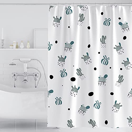 Lkw Ogechi Tenda da Doccia in Poliestere Impermeabile da 200 CM a Motivo Cactus, Tenda da Doccia Bianca Cactus, Tende da Bagno Lavabili Antimuffa Orlo Ponderato, per Ambienti Umidi (300x200cm)