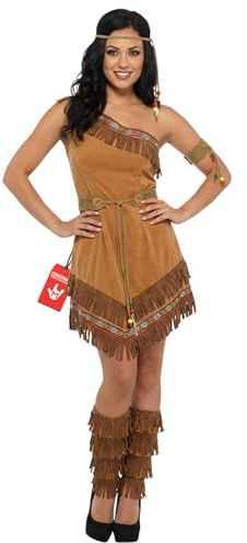 Fun Shack Costume Indiana Donna, Costume Western Halloween Donna | Abito con Frange, Cintura, Copristivali & Fascia, Design Marrone Western, Perfetto per Halloween, Ideale per Travestirsi