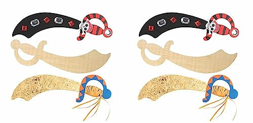 Baker Ross EF695 Ross Piratenschwerter aus Holz für Kinder zum Dekorieren - für Kindergeburtstag und Party (4 Stück), 28 cm (Packung mit 2)