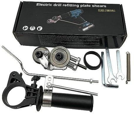 Colcolo Accesorio de Cizalla de Taladro Eléctrico Duradero, Mordedor de Chapa de Metal de Doble Cabeza Portátil para Reparaciones de Acero, Cobre, Automóviles, Dale estilo a una caja colorida