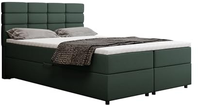 Reve Boxspringbett 140 x 200 cm Doppelbett mit hochwertiger Bonell-Matratze und Topper, Polsterbett mit Bettkasten, Schlafzimmer, Bequem, Modern, Stilvoll