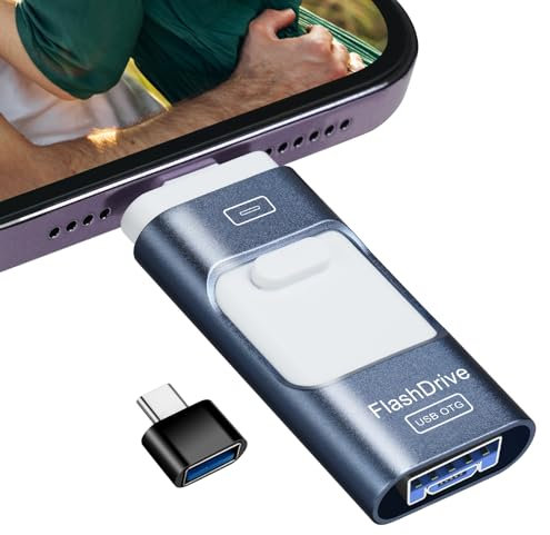 AXFEE USB Stick für Phone, 4 in 1 USB 3.0 Flash Drive, 128GB Speicherstick Externer Speichererweiterung Fotostick, Memory Stick Flash Laufwerk für Android Handy, PC,Pad,Daten Kopierten Mit Einem Klick