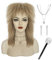Juziviee 5pcs Set 80er Jahre Perücke Damen Blonde Lang für 80er Jahre Kostüm Fasching Karneval Halloween VD102GD