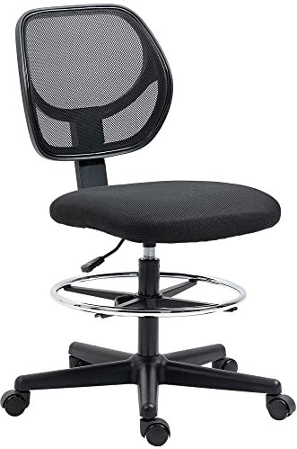 Vinsetto Chaise de Bureau Assise Haute Fauteuil de Bureau en Maille Assise Ergonomique Hauteur réglable 50-70 cm avec Repose-Pied pivotant 360° Noir
