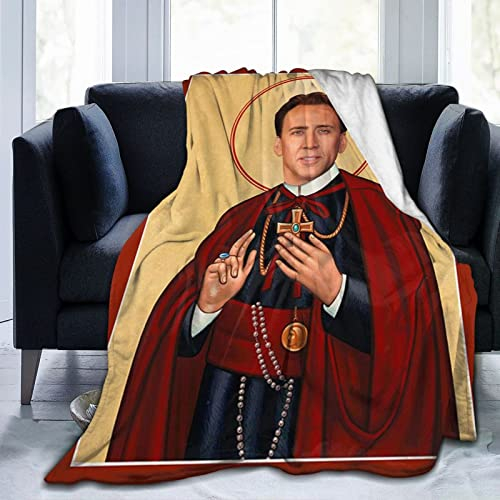 Nicolas Hai Cage Fleece-Überwurfdecke für Couch, Sofa oder Bett, weiche, flauschige Plüschdecke, luxuriöse Flanell-Klappdecke, super gemütlich und bequem für alle Jahreszeiten, 203,2 x 152,4 cm